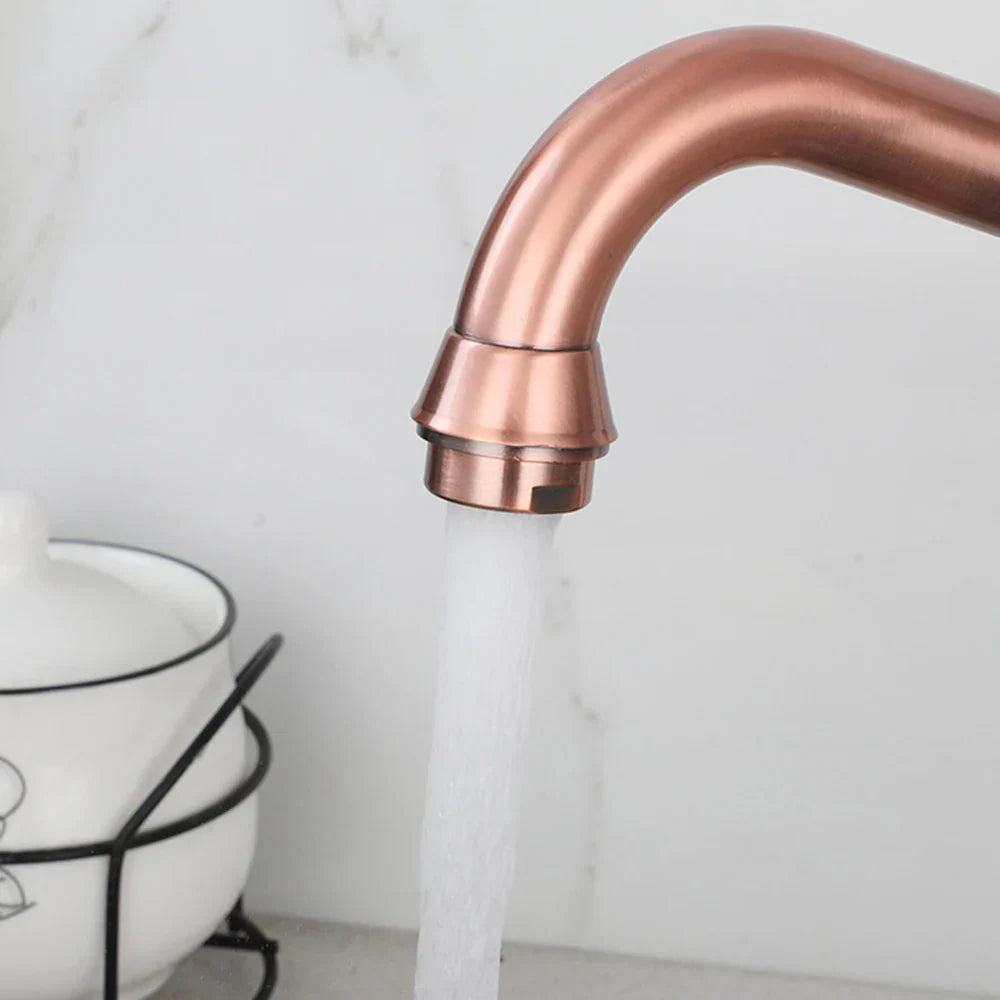 Robinet cuisine évier rétro double poignées - Doré - Laiton