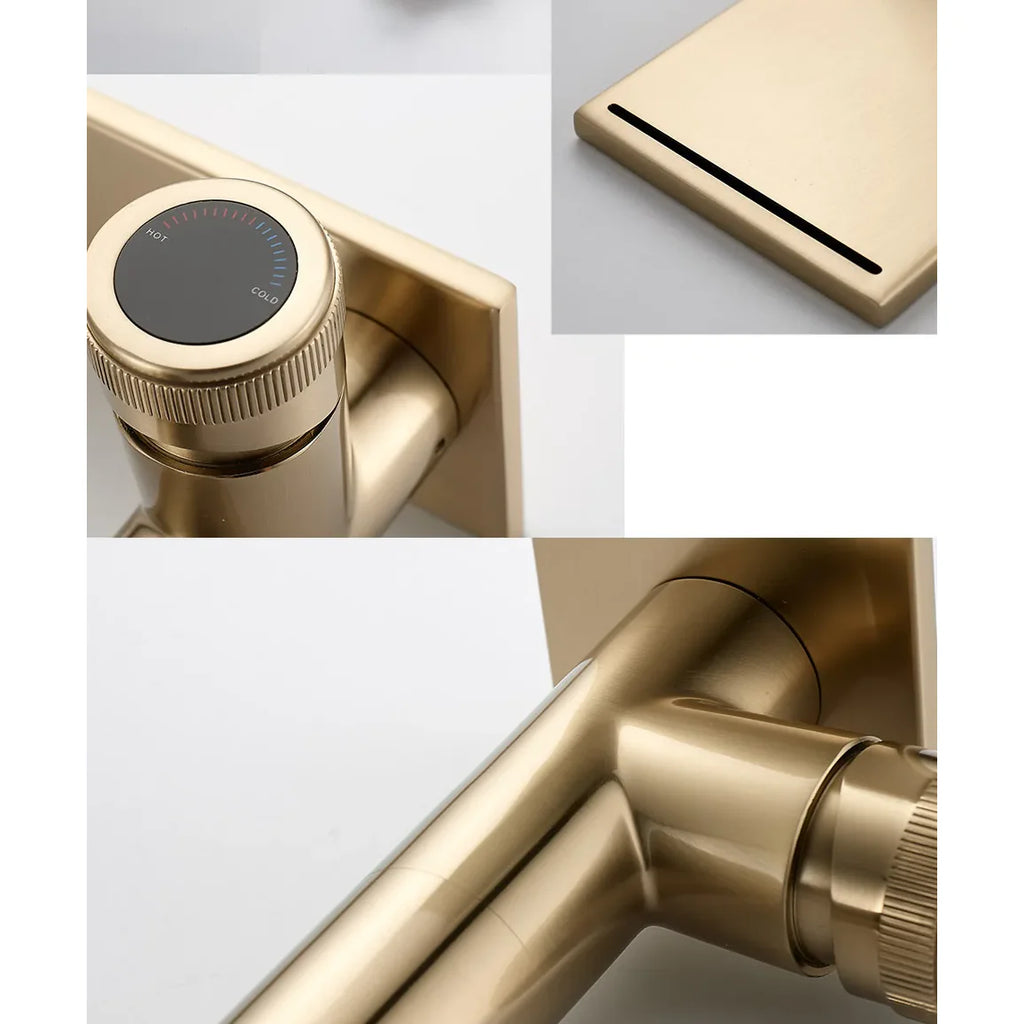 Robinet moderne bec plat mitigeur - Doré - Laiton