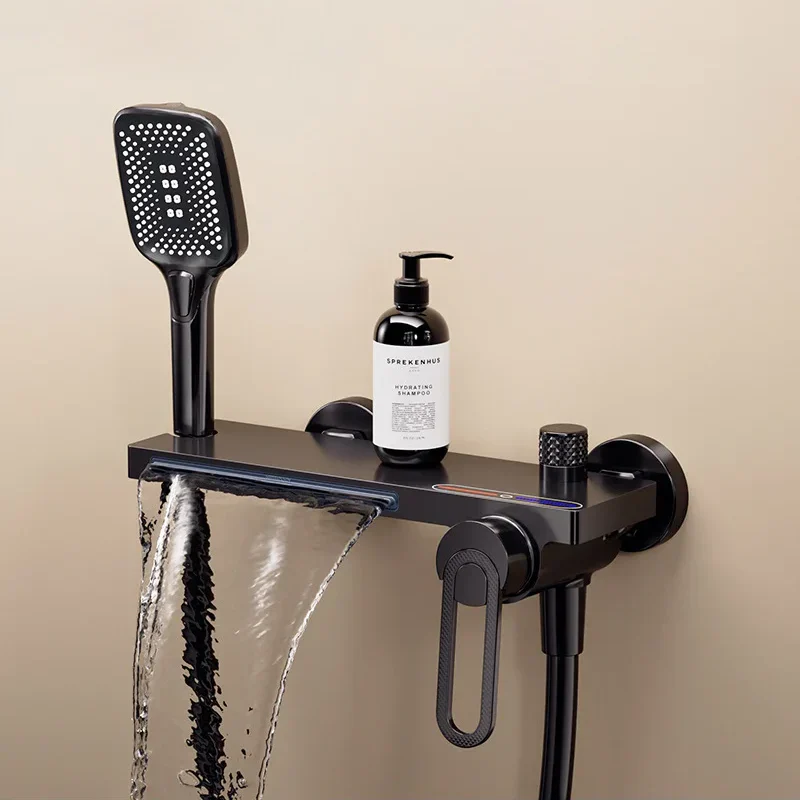 Robinet baignoire salle de bain cascade douchette - Argenté - Laiton