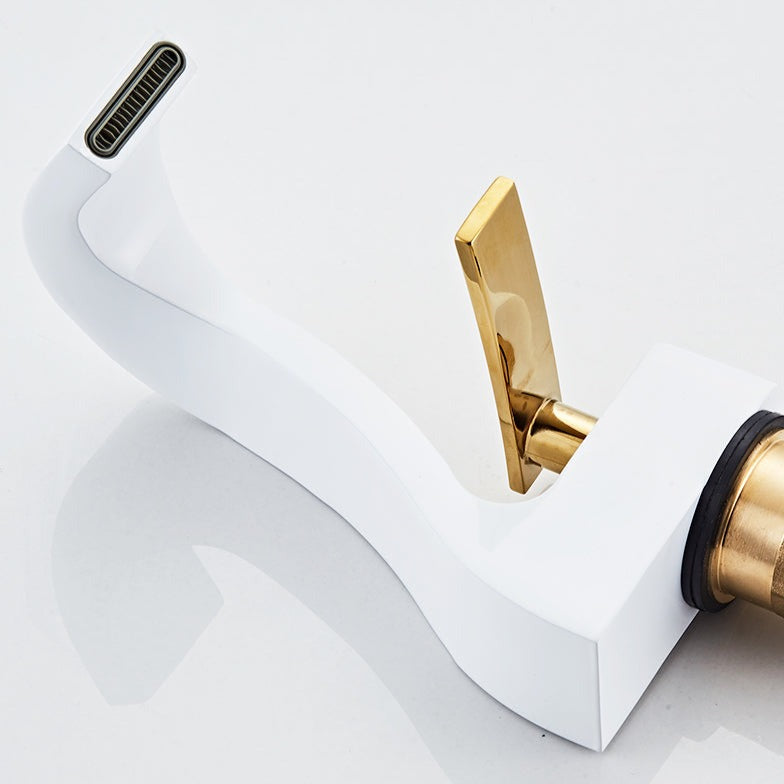 Robinet lavabo salle de bain cygne design - Blanc