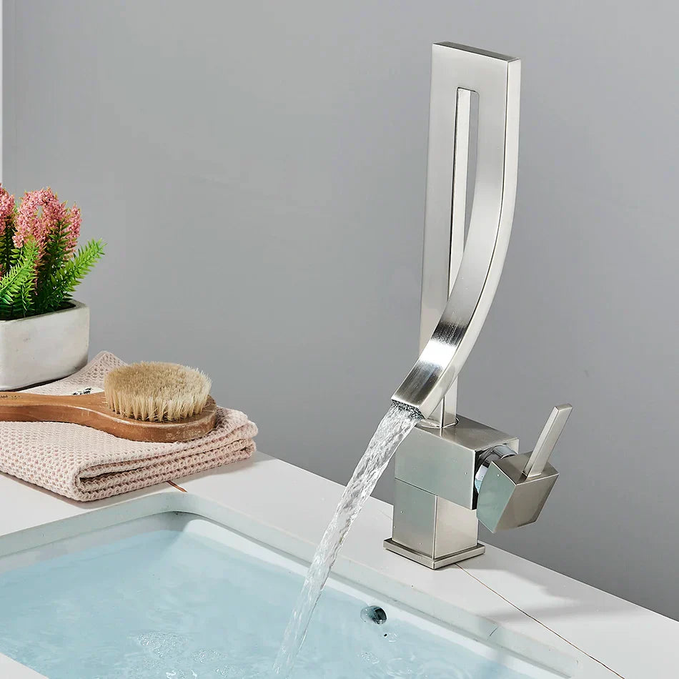 Robinet lavabo salle de bain haut design - Argenté - Laiton