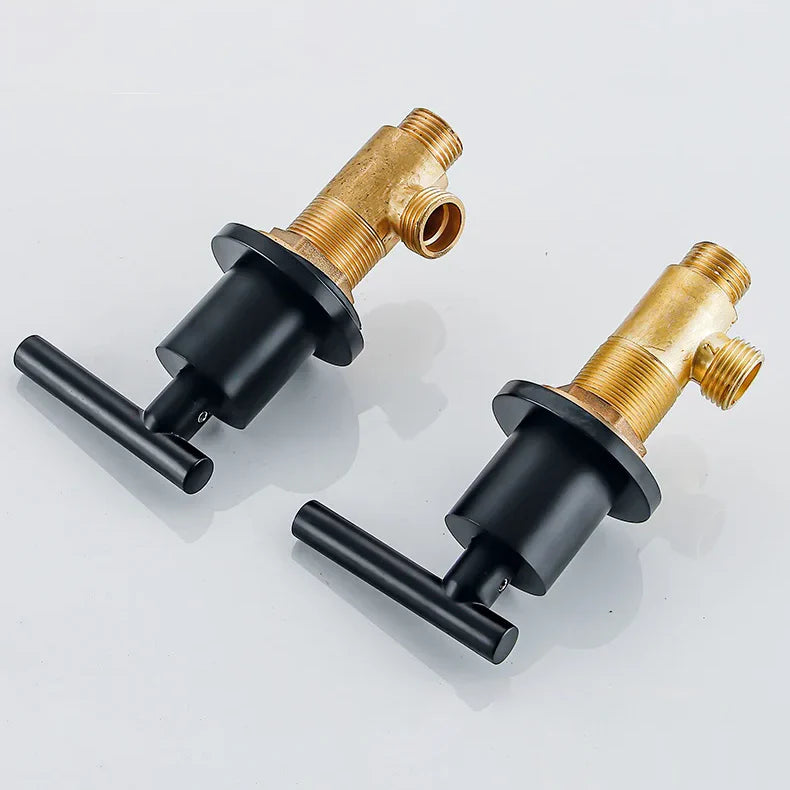 Robinet moderne poignées déportées lavabo salle de bain - Noir - Laiton