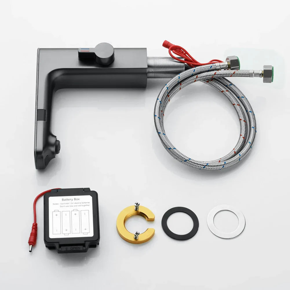 Robinet lavabo tactile affichage thermostatique numérique - Argenté - Laiton