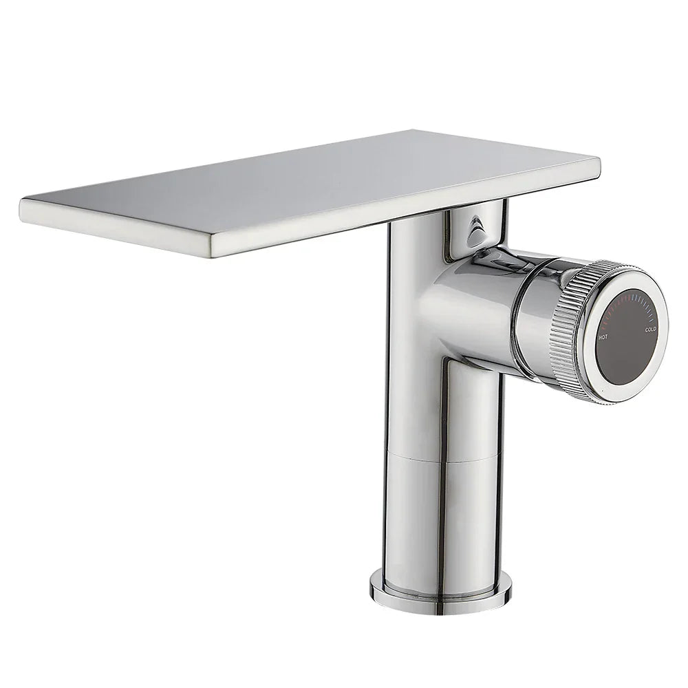 Robinet moderne bec plat mitigeur - Argenté - Laiton