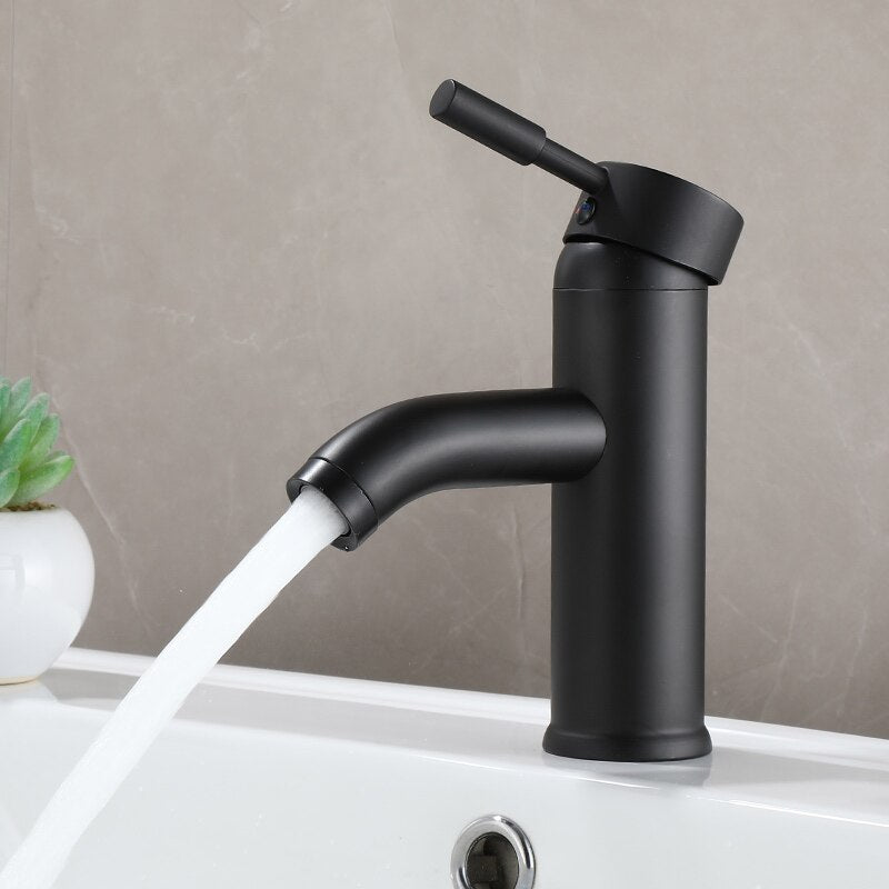 Robinet lavabo salle de bain minimaliste mitigeur - Noir mat