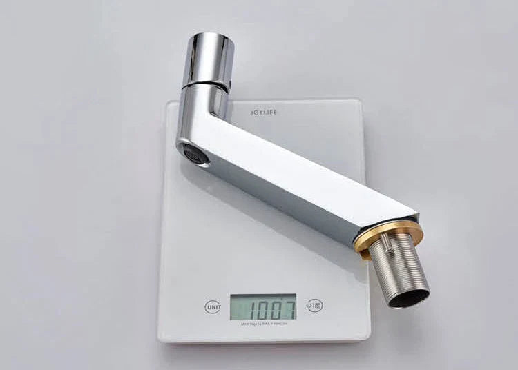 Robinet lavabo salle de bain mitigeur poignée ronde - Argenté - Laiton