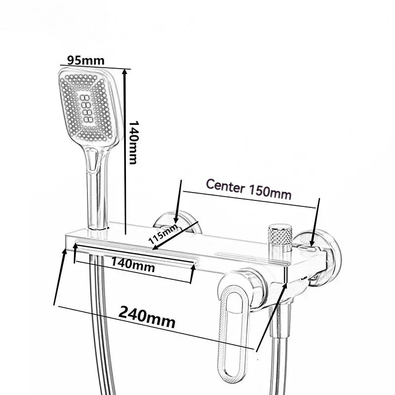 Robinet baignoire salle de bain cascade douchette - Argenté - Laiton