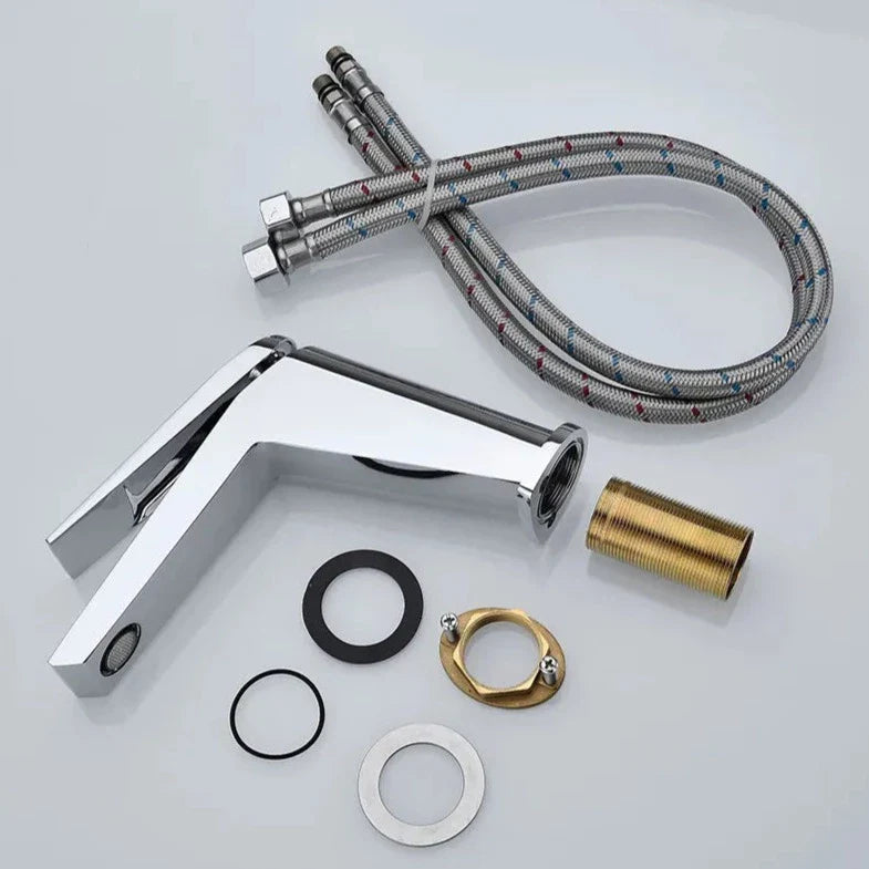 Robinet lavabo salle de bain minimaliste mitigeur - Argenté - Laiton