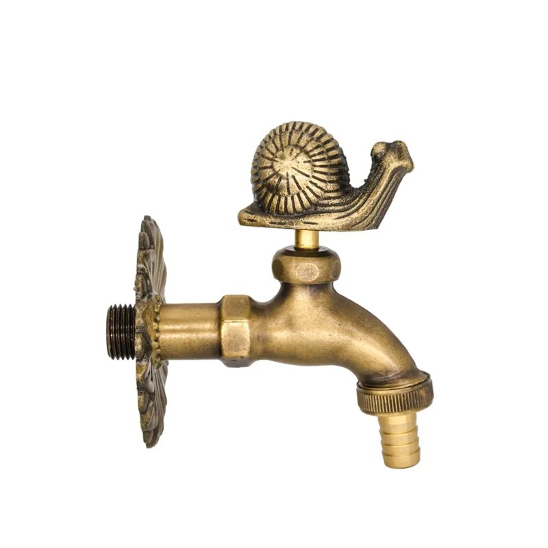 Robinet extérieur de jardin rétro fleur animaux - Doré