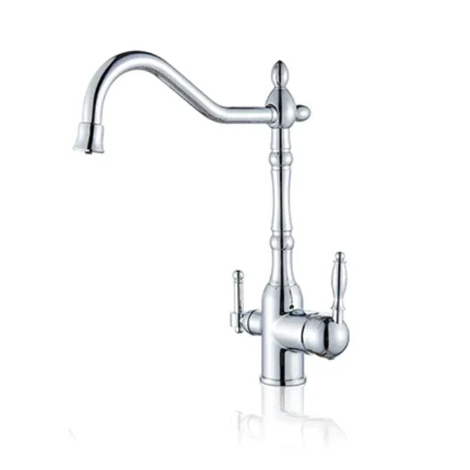 Robinet évier cuisine rétro mitigeur purificateur d'eau - Argenté - Laiton