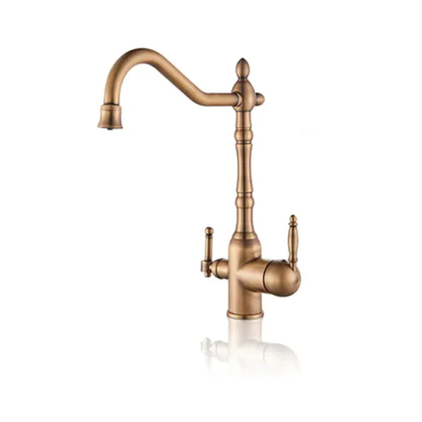 Robinet évier cuisine rétro mitigeur purificateur d'eau - Doré - Laiton