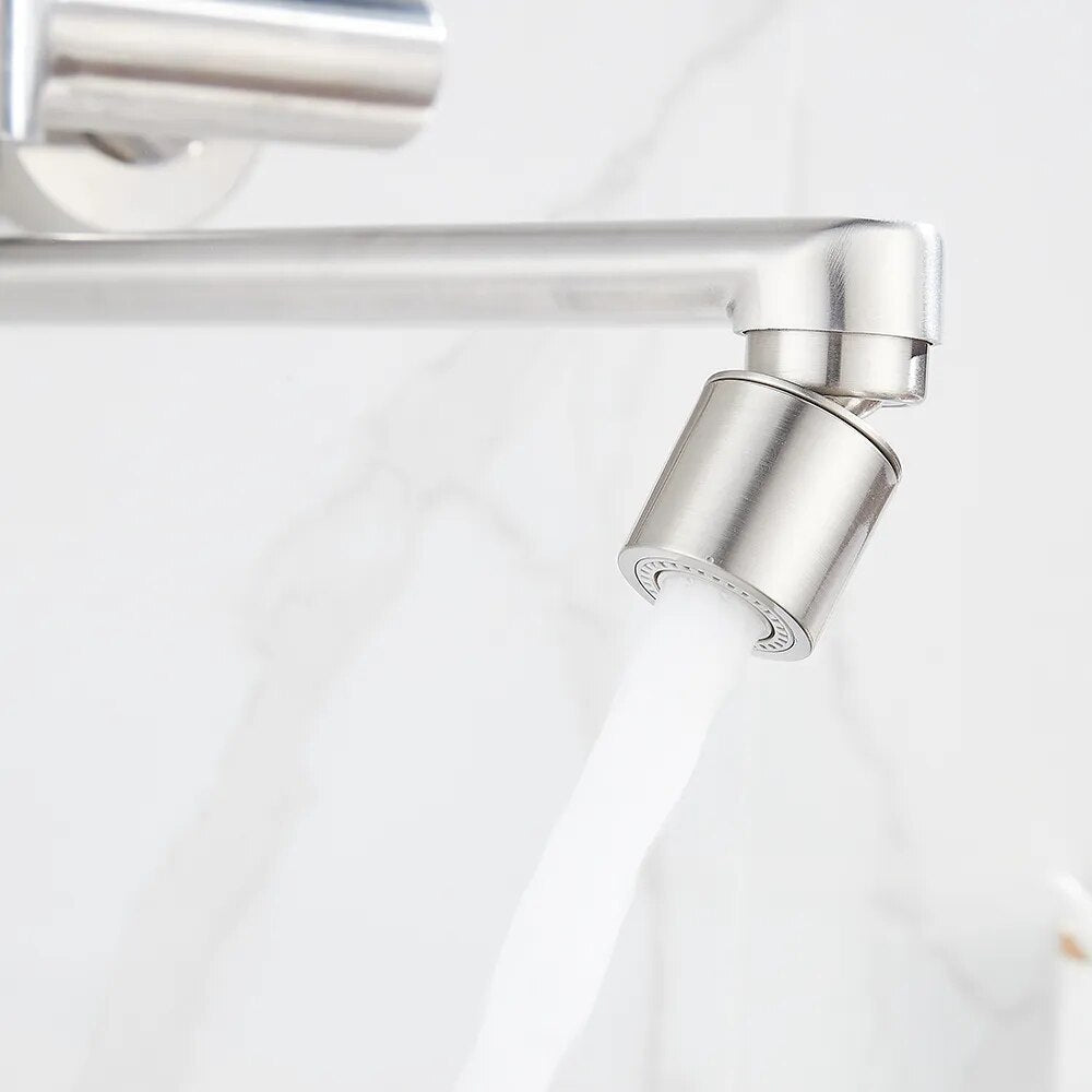 Robinet évier cuisine mural encastrable pivotant multijet  - Argenté