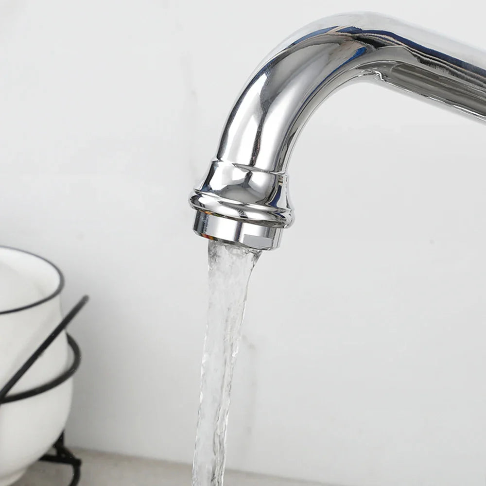 Robinet cuisine évier rétro double poignées - Argenté - Laiton