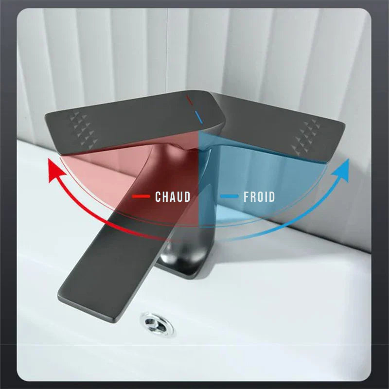 Robinet lavabo salle de bain design épuré - Argenté - Laiton