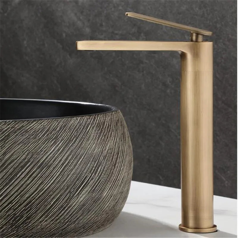 Robinet lavabo salle de bain haut minimaliste - Doré - Laiton