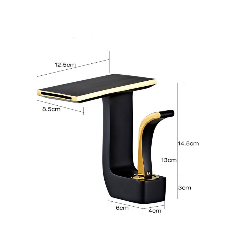 Robinet lavabo salle de bain plat géométrique mitigeur design - Blanc - Laiton