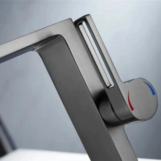 Robinet lavabo salle de bain plat rectangulaire minimaliste - Argenté - Laiton