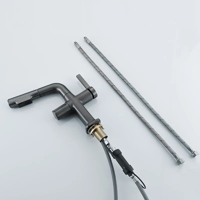 Robinet cuisine affichage thermostatique flexible - Argenté - Laiton