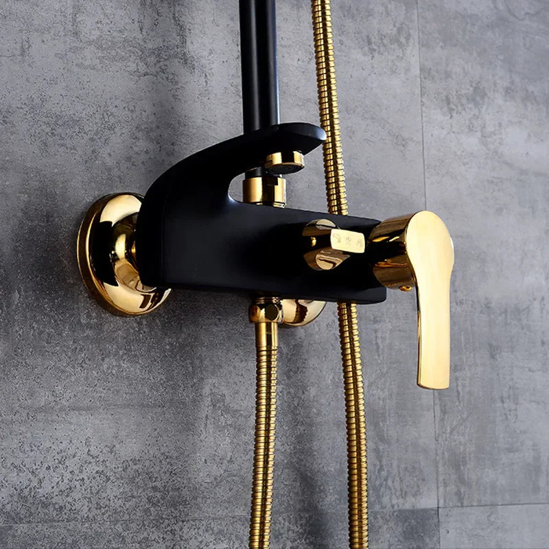 Robinet salle de bain baignoire douche - Noir Doré