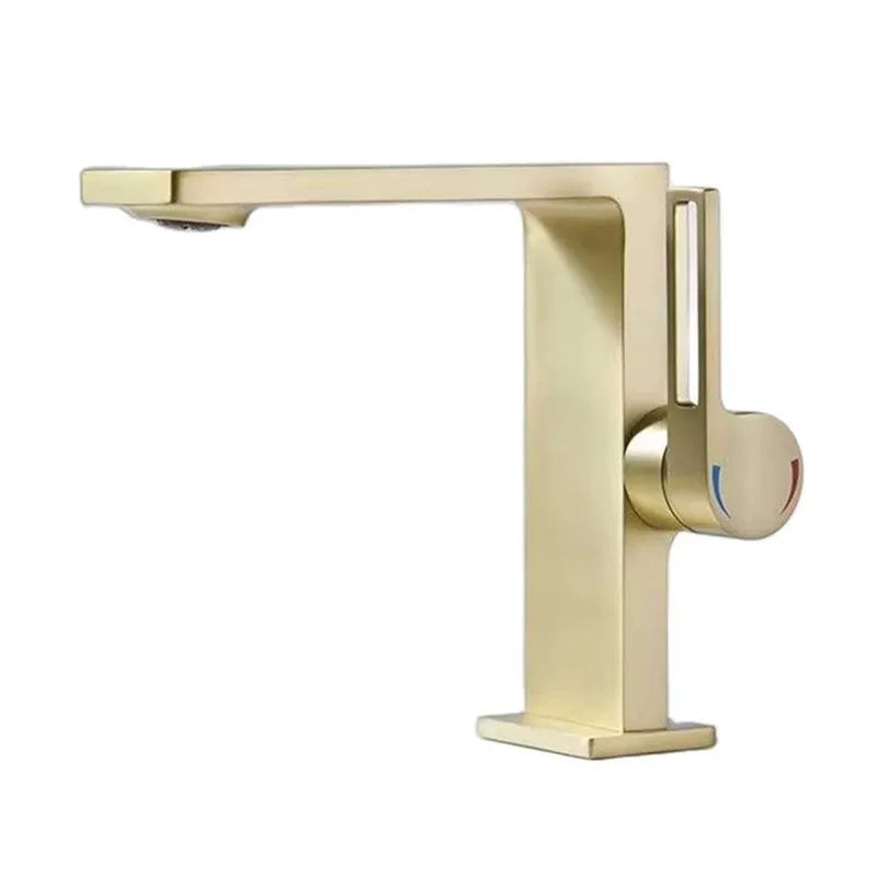 Robinet lavabo salle de bain plat rectangulaire minimaliste - Doré - Laiton