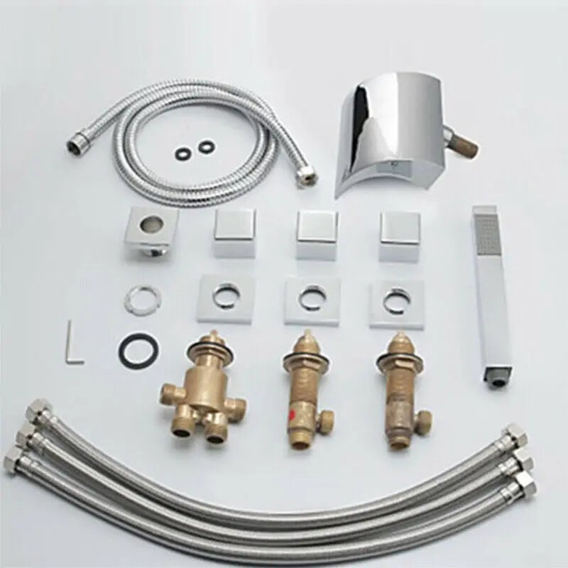 Robinet moderne baignoire salle de bain cascade douchette - Argenté - Laiton