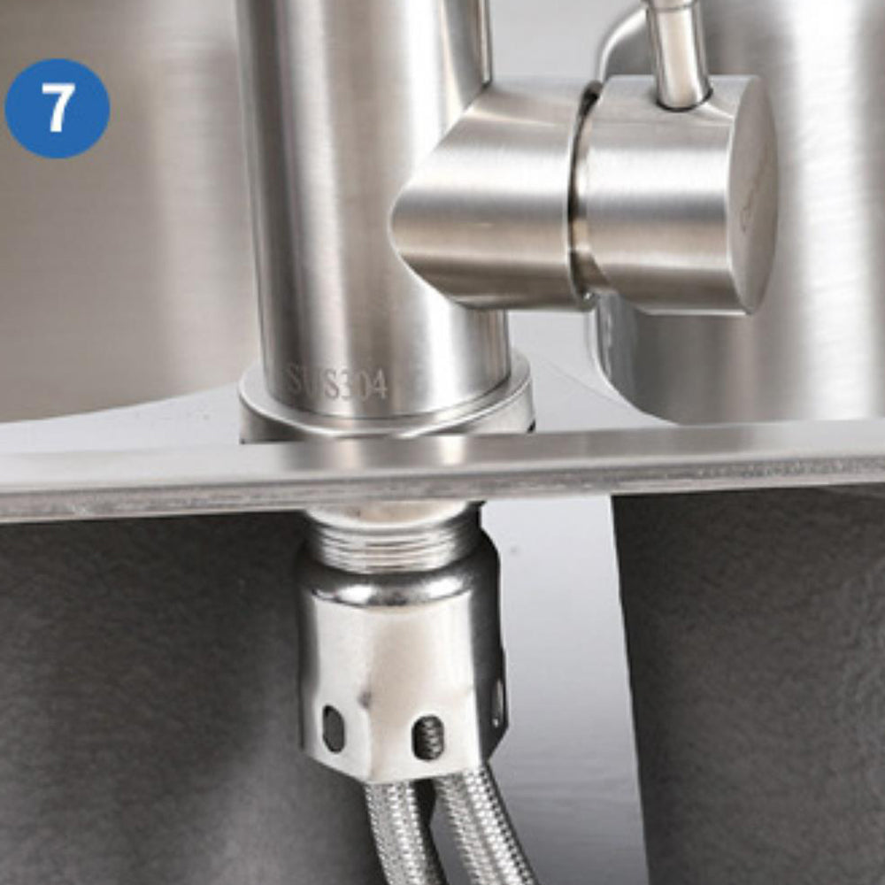 Robinet cuisine évier design fin style bambou - Argenté