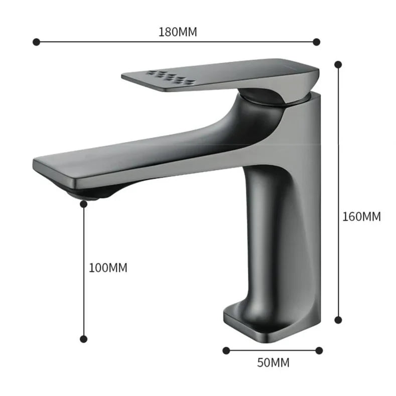 Robinet lavabo salle de bain design épuré - Noir - Laiton
