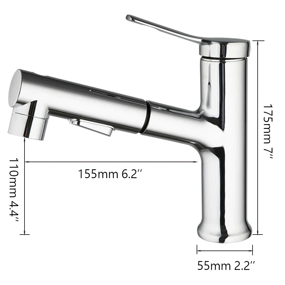 Robinet lavabo salle de bain deux jets - Argenté - Laiton