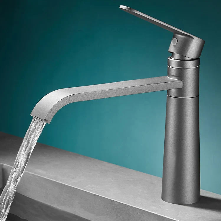 Robinet lavabo salle de bain bec long - Noir - Laiton