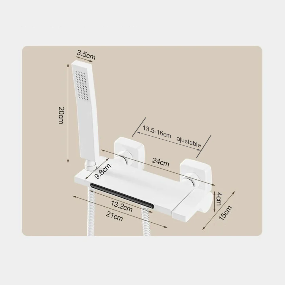 Robinet baignoire cascade douchette salle de bain - Blanc - Laiton