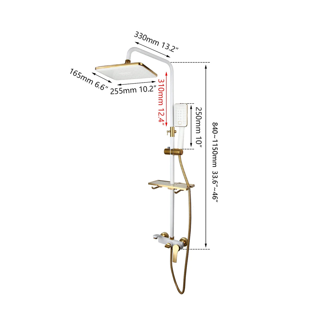 Robinet salle de bain baignoire douche - Blanc Doré