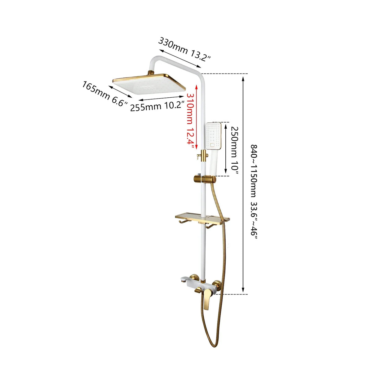 Robinet salle de bain baignoire douche - Noir Doré