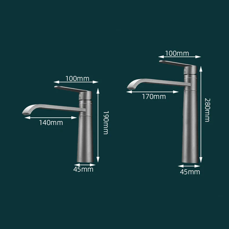 Robinet lavabo salle de bain bec long - Noir - Laiton