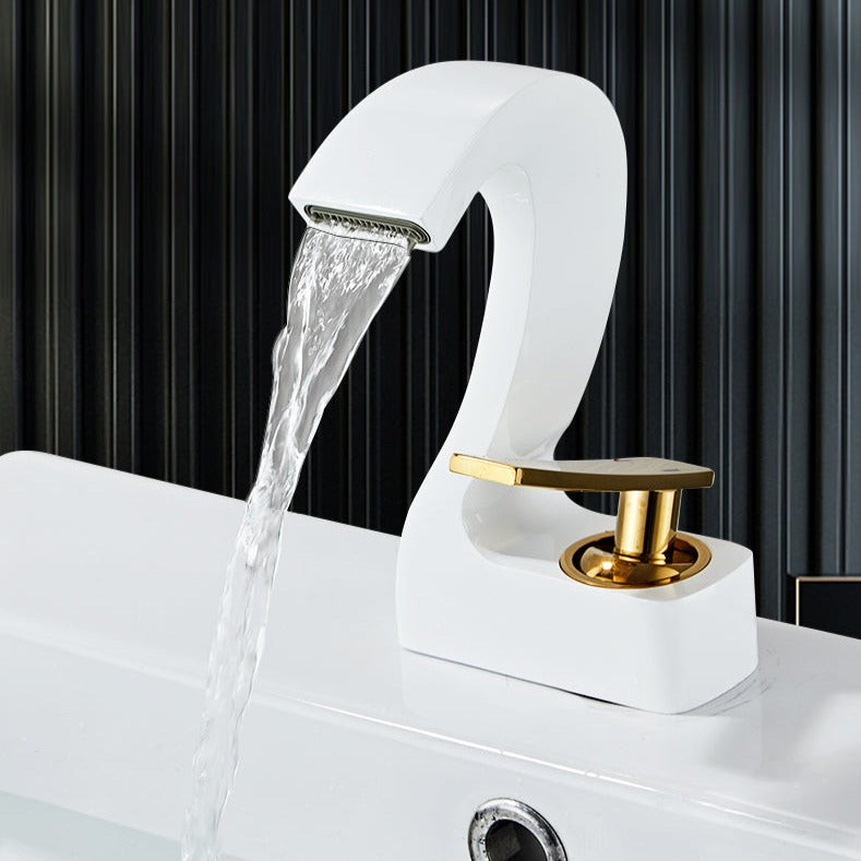 Robinet lavabo salle de bain cygne design - Blanc
