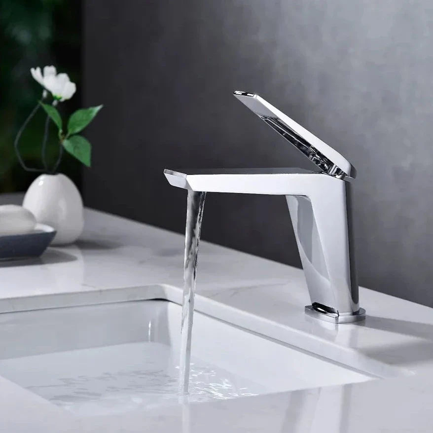 Robinet lavabo salle de bain minimaliste mitigeur - Argenté - Laiton