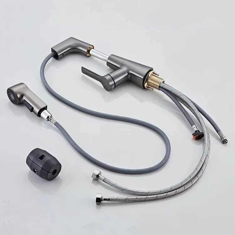 Robinet évier cuisine flexible douchette hauteur réglable - Argenté