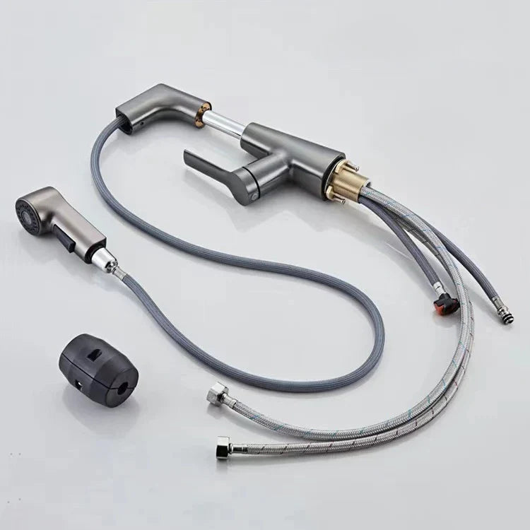 Robinet évier cuisine flexible douchette hauteur réglable - Blanc