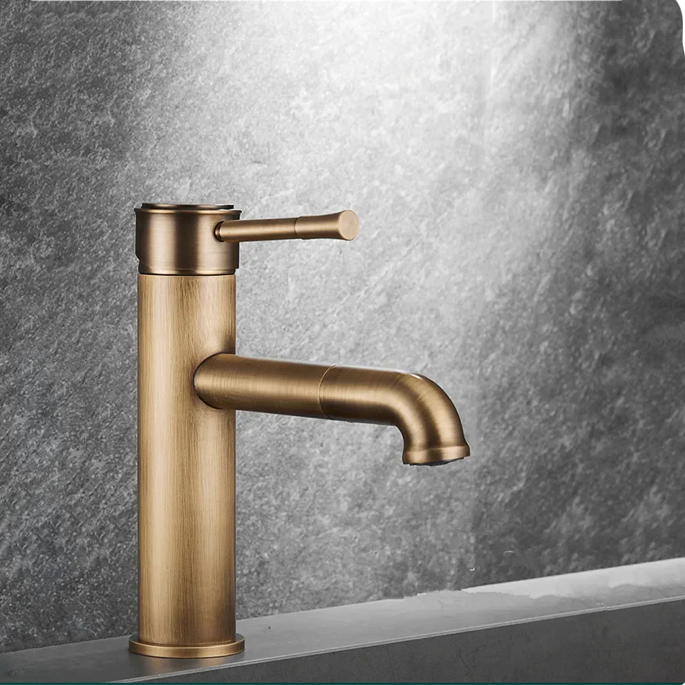 Robinet lavabo salle de bain bec rotatif vintage - Doré - Laiton