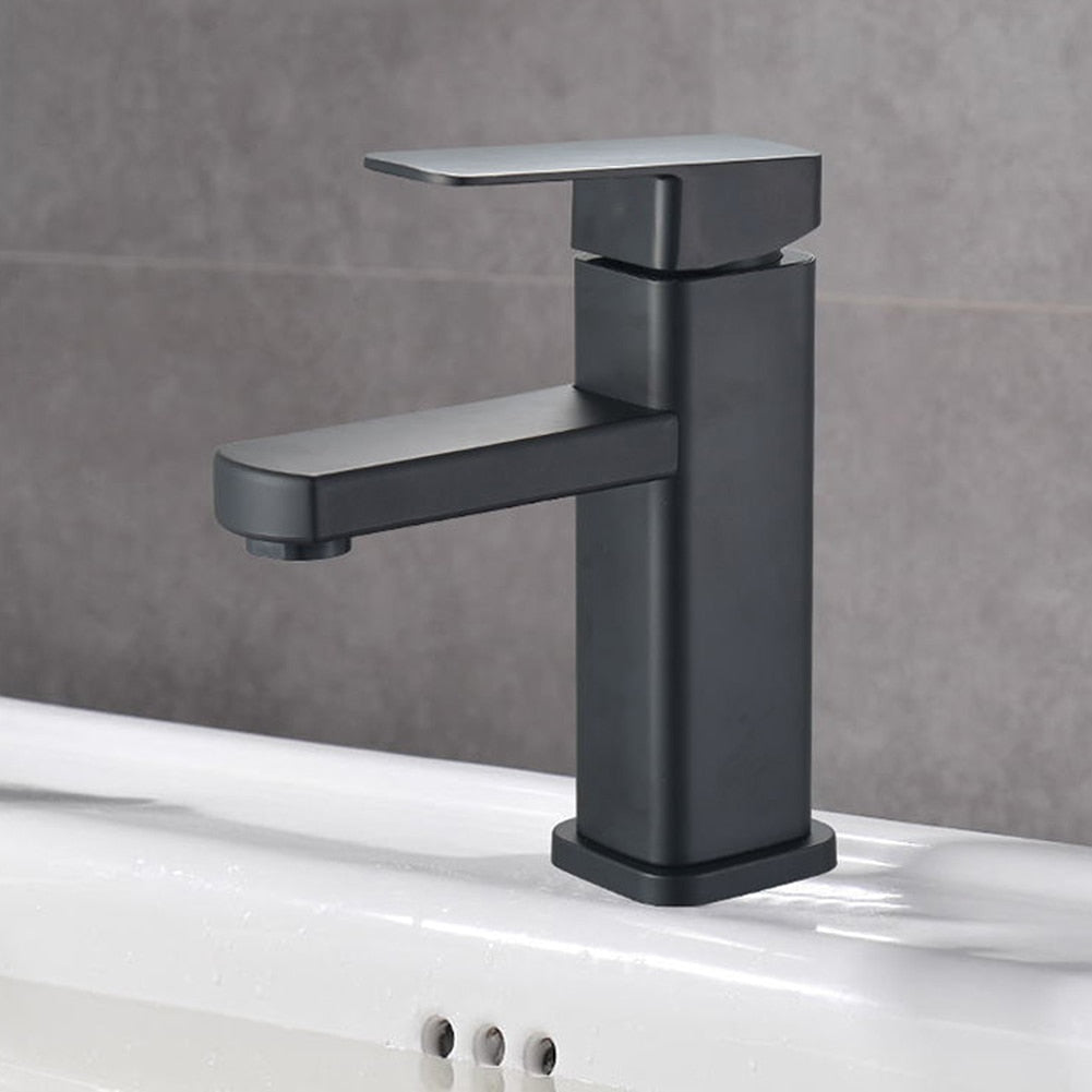 Robinet lavabo salle de bain carré - Noir mat
