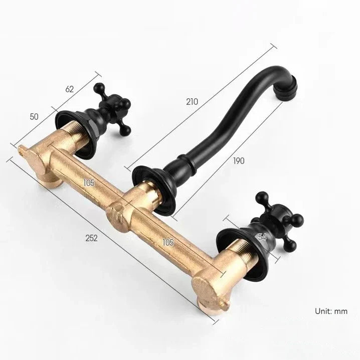 Robinet vintage mural encastrable cuisine évier - Doré - Laiton