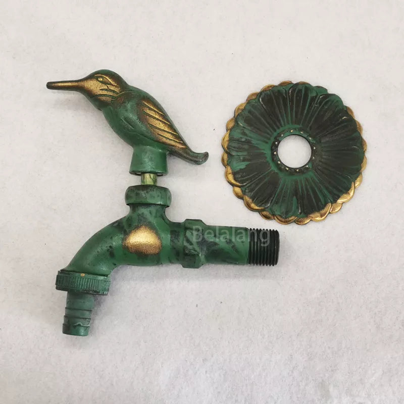 Robinet extérieur de jardin rétro fleur animaux - Vert
