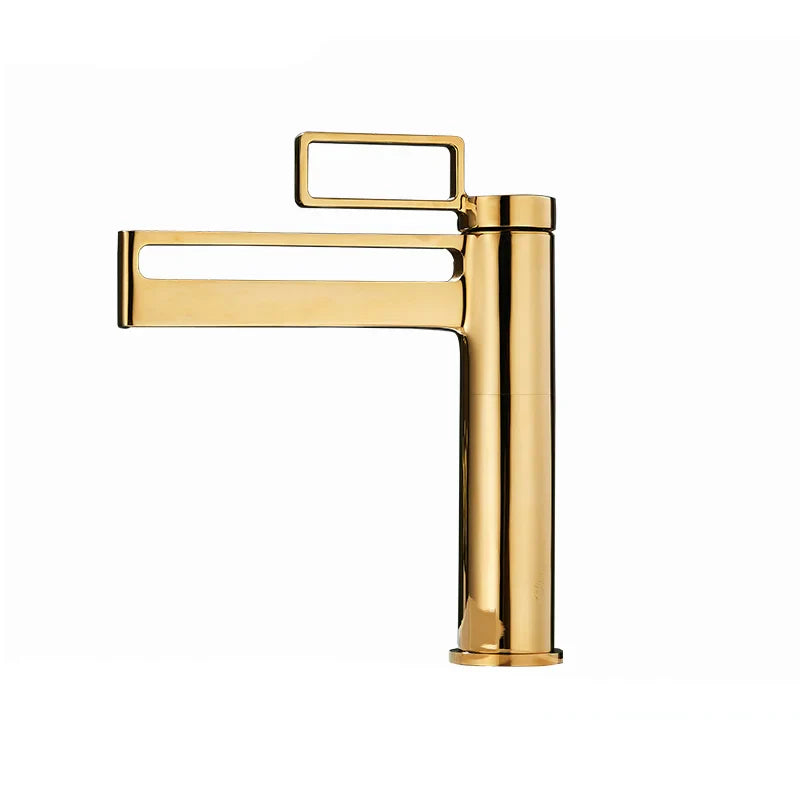 Robinet salle de bain lavabo géométrique - Doré - Laiton