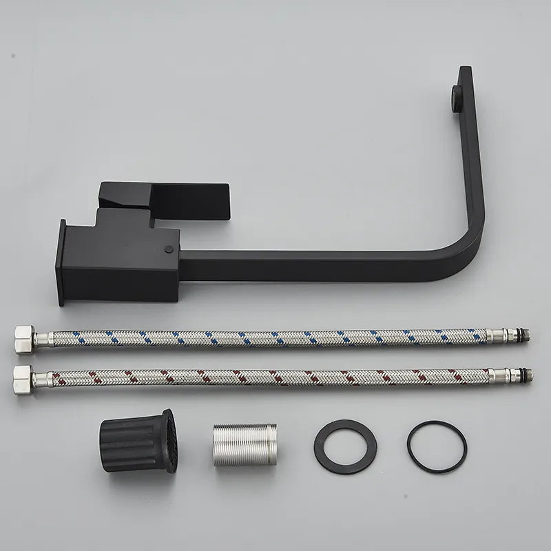 Robinet évier cuisine plat fin mitigeur rectangulaire - Argenté - Laiton