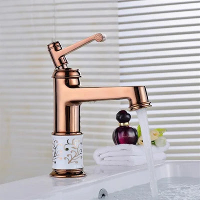 Robinet rétro salle de bain lavabo arabesque - Doré - Laiton