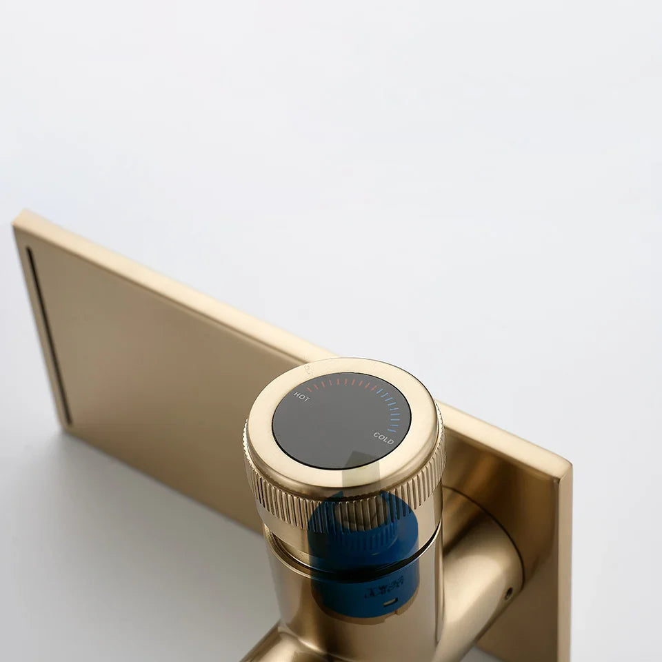 Robinet moderne bec plat mitigeur - Doré - Laiton