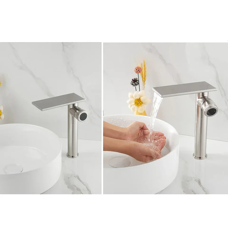 Robinet moderne bec plat mitigeur - Argenté - Laiton