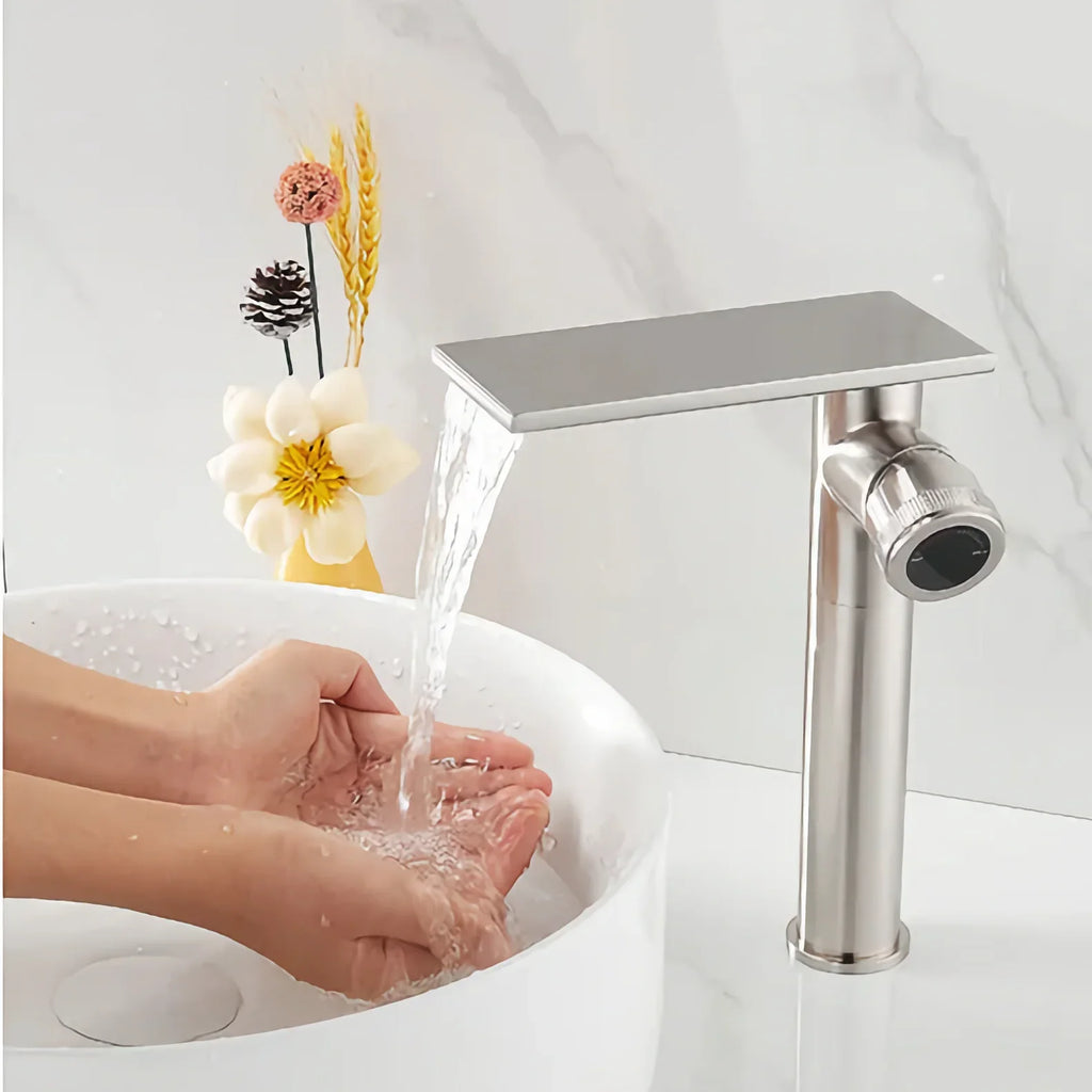 Robinet moderne bec plat mitigeur - Argenté - Laiton