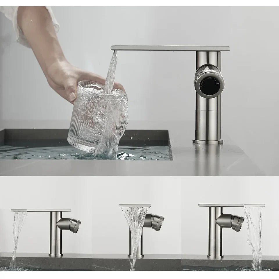 Robinet moderne bec plat mitigeur - Argenté - Laiton