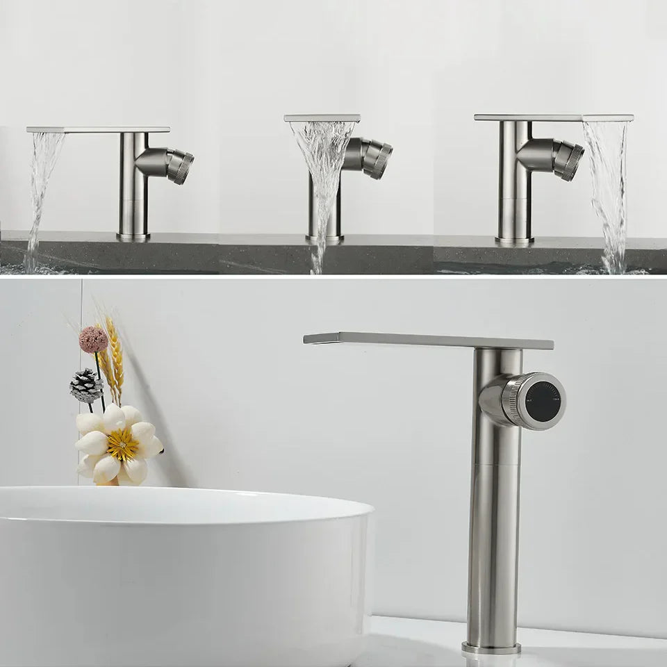 Robinet moderne bec plat mitigeur - Argenté - Laiton