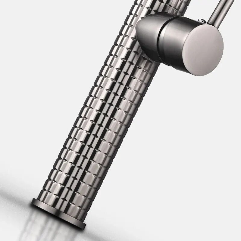 Robinet évier cuisine design texturé flexible - Argenté - Laiton